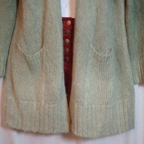 Anthropologie Alpaca & Merino Wool Two Tone Green Cardigan Size S. - Picture 6 of 14